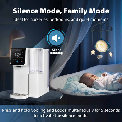 iSpring RCD100-THCW Hot &amp; Cold Countertop Reverse Osmosis System, Sleek White Finish, RO Water Filter Dispenser, 9 Temperature Options from 50¨C210¡ãF &amp; 6 Dispensing Volumes, TDS &amp; Filter Life Monitor, Plug and Play
