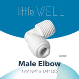 LittleWell 0404MEX2 (4044KX2) Male Elbow, 1/4" in NPT to 1/4" Quick Connect, 0404MEX2 4044KX2, Pack of 2