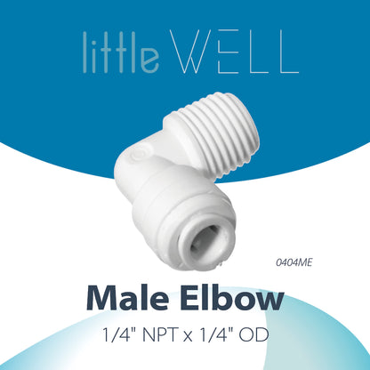 LittleWell 0404MEX2 (4044KX2) Male Elbow, 1/4" in NPT to 1/4" Quick Connect, 0404MEX2 4044KX2, Pack of 2