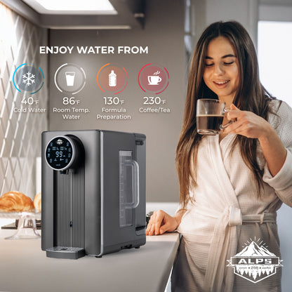ALPS256 Countertop Hot, Cold &amp; Warm Reverse Osmosis Water Dispenser, 3-Stage Alkaline RO System, TDS &amp; Filter Life Monitor, Plug and Play