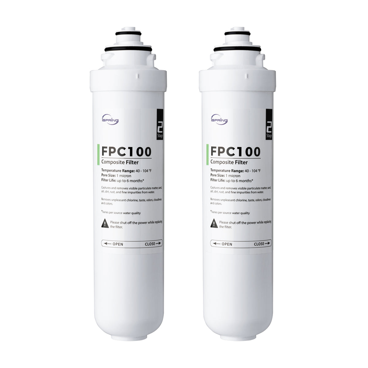 iSpring FPC100X2 Replacement Filter for RCD100 Countertop Reverse Osmosis System, Composite Filter, Cartridge Replacement Cycle: Up to 6 Months, 2 pcs