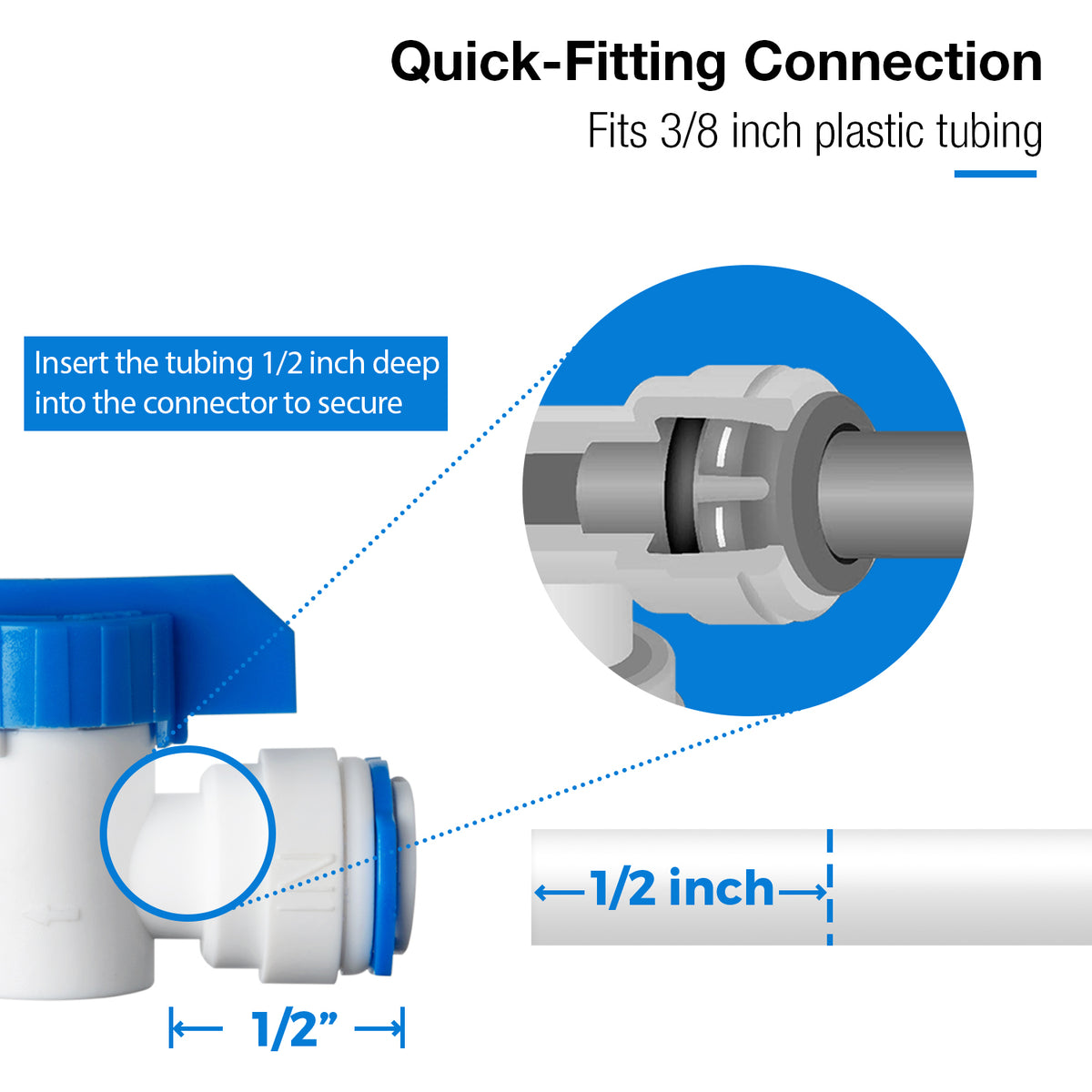 iSpring ICEK3 20 feet 3/8'' Tubing Water Line Splitter and Reverse Osmosis Refrigerator Ice Maker Kit, Fits PH100, RO100, US15 Series, Everything Included for Installation