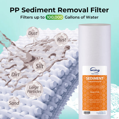 iSpring F3WGB32BKSNC Chloramine ; Heavy Metals Removal Whole House Water Filter Replacement Pack, SGS-Tested, Reduces Lead, Chlorine, Sediment and up to 94.4% of Chloramine, 20" x 4.5"; Filters, Fits WGB32B-KSNC