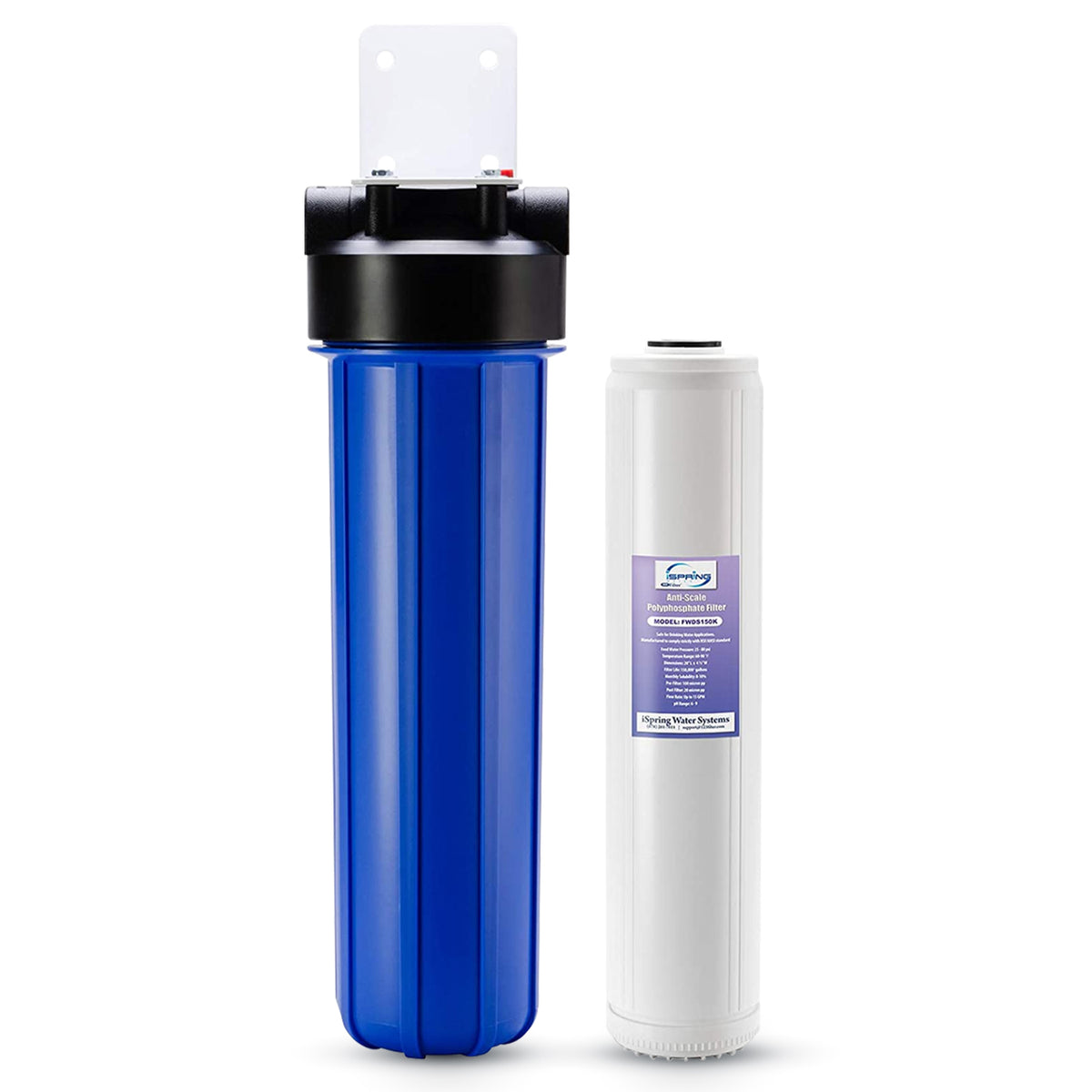 iSpring WDS150K Anti Scale 20'' x 4.5'' Whole House Water Filter with Patented Scale Inhibitor