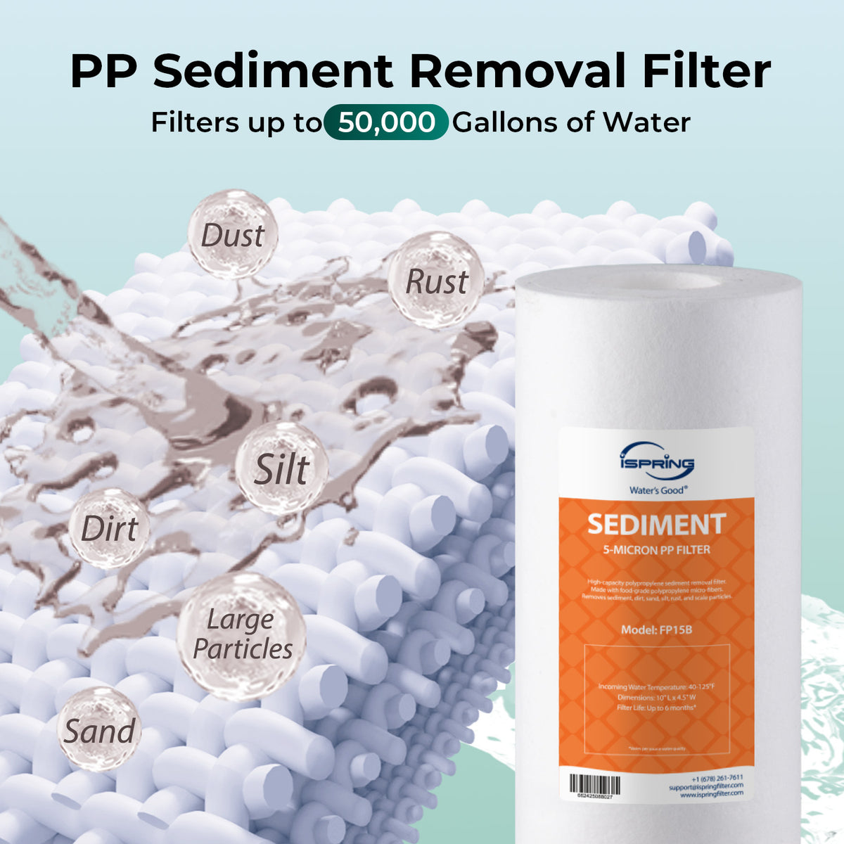 iSpring F3WGB31BCPB Whole House Water Filter Replacement Pack, SGS-Tested to Reduce up to 99% Lead, Also Targets Chlorine and Sediments, 10" × 4.5", Fits WGB31B-CPB