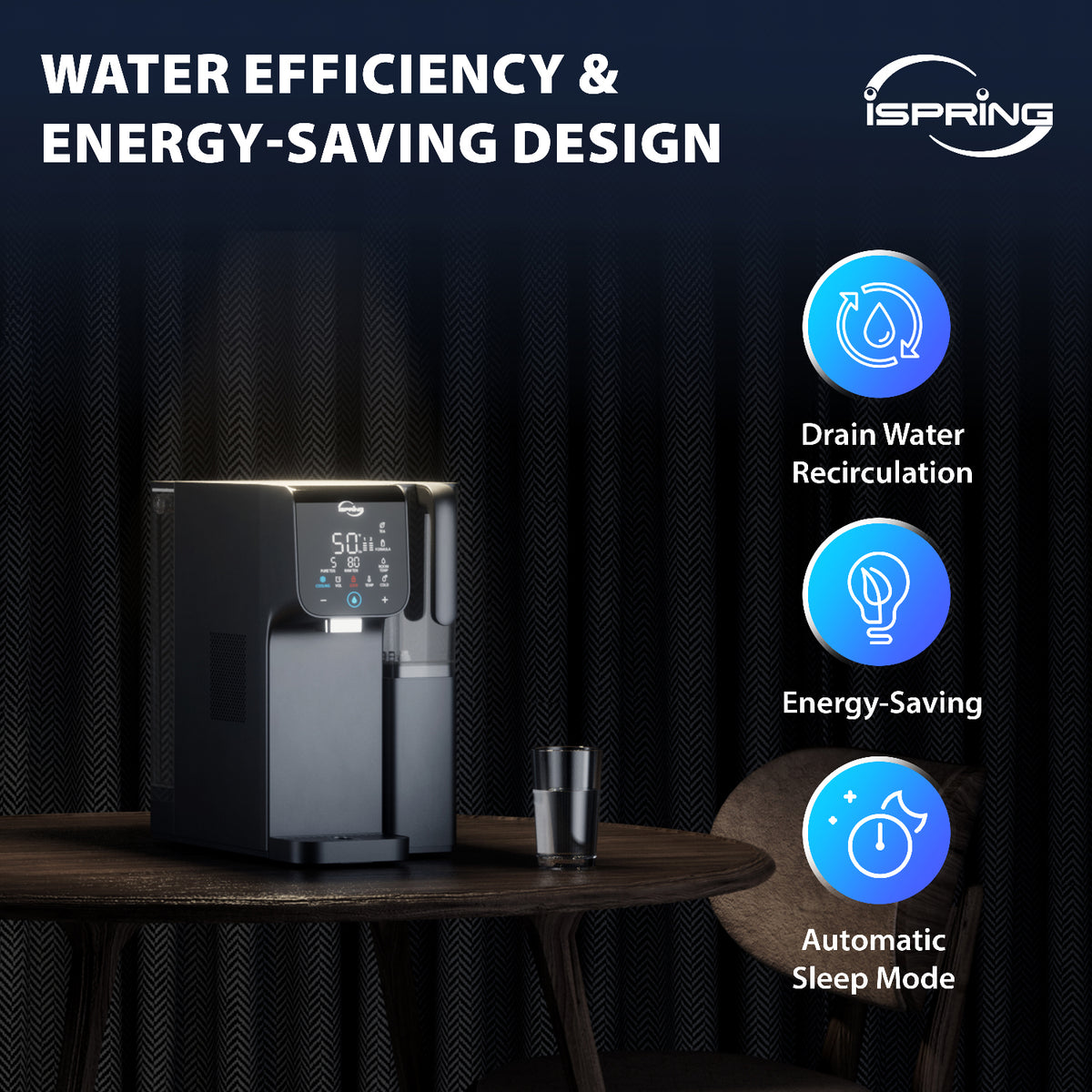iSpring RCD100HCG Hot & Cold Reverse Osmosis System Countertop, Alkaline RO Water Filter Dispenser, 9 Temperature &amp; 6 Dispensing Volume Options, TDS &amp; Filter Lifespan Monitor, Plug and Play