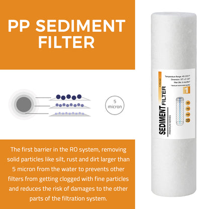 iSpring F3US Standard RO Systems 6-Month Prefilter Replacement Supply Filter Cartridge Pack Set, 3 Filters w/ Sediment, CTO and GAC, 10" X 2.5"