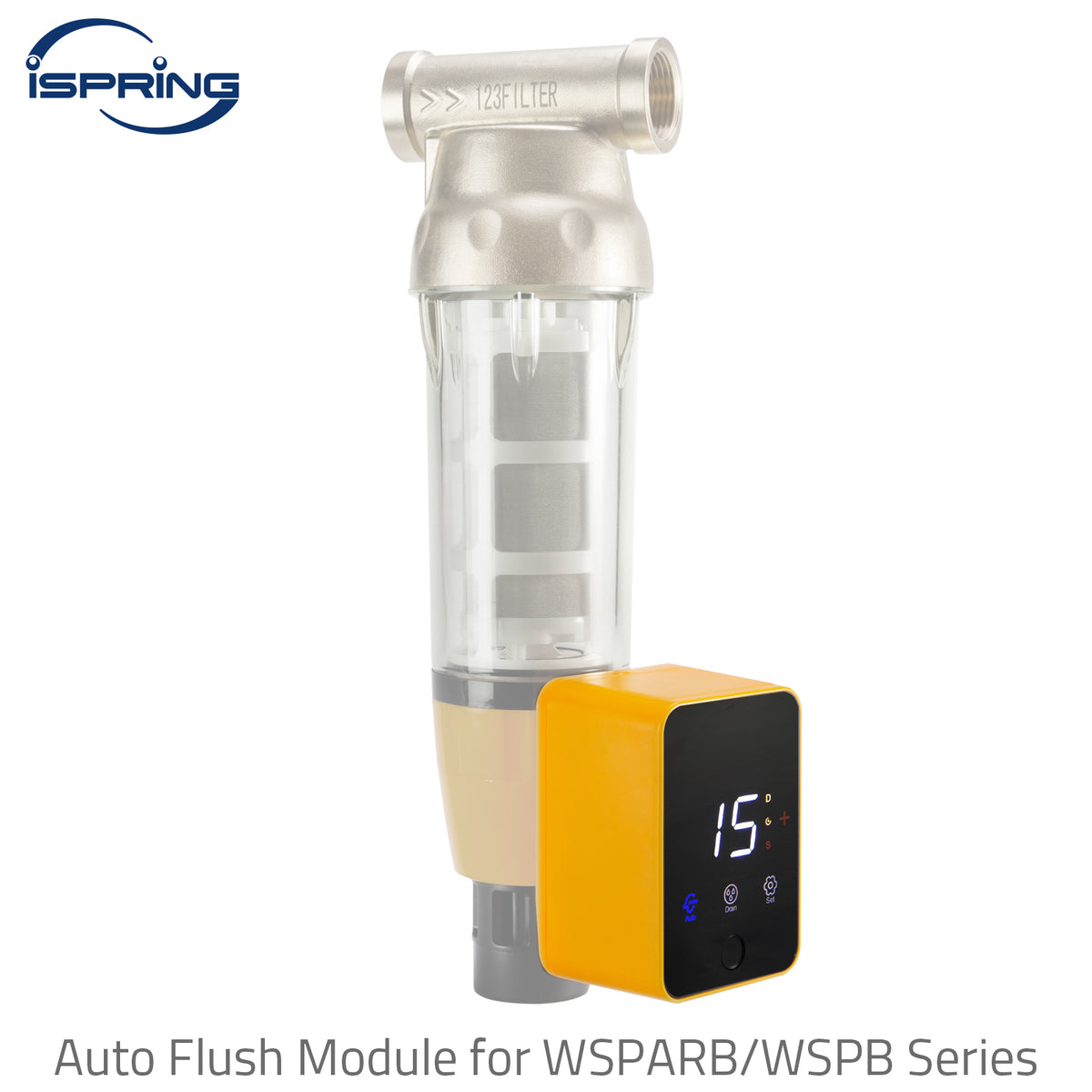 iSpring AFMWSP50ARB Reusable Spin-down Sediment Water Filter Auto Flushing Touch-Screen