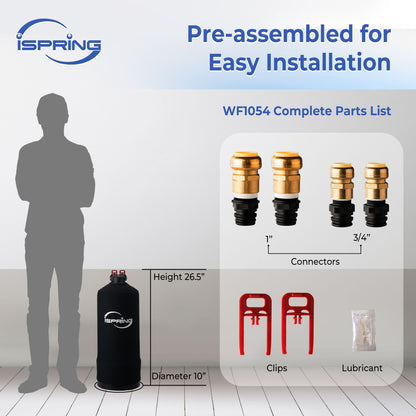 iSpring Whole House Water Filter System, Reduces PFAS, Chlorine, Chloramine, Lead, Water Filter System Lasts up to 3 Years, Model: WF1024