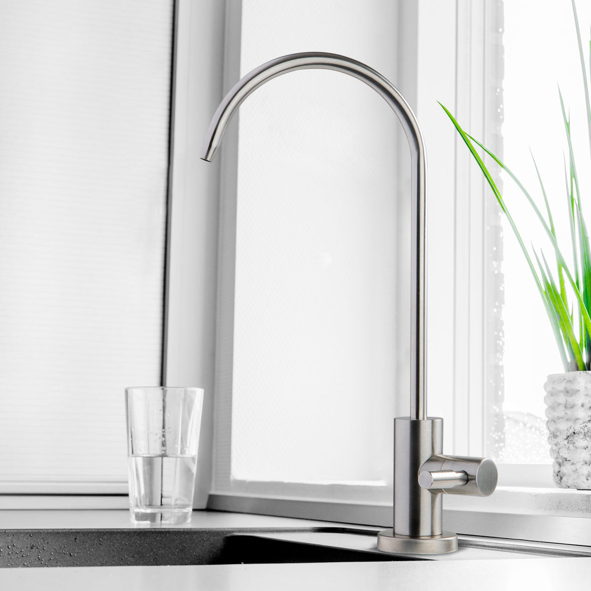 iSpring GA1-SS Stainless Steel Kitchen Bar Sink Reverse Osmosis RO Filtration Drinking Water Faucet, Lead-Free in Stainless Steel Finish