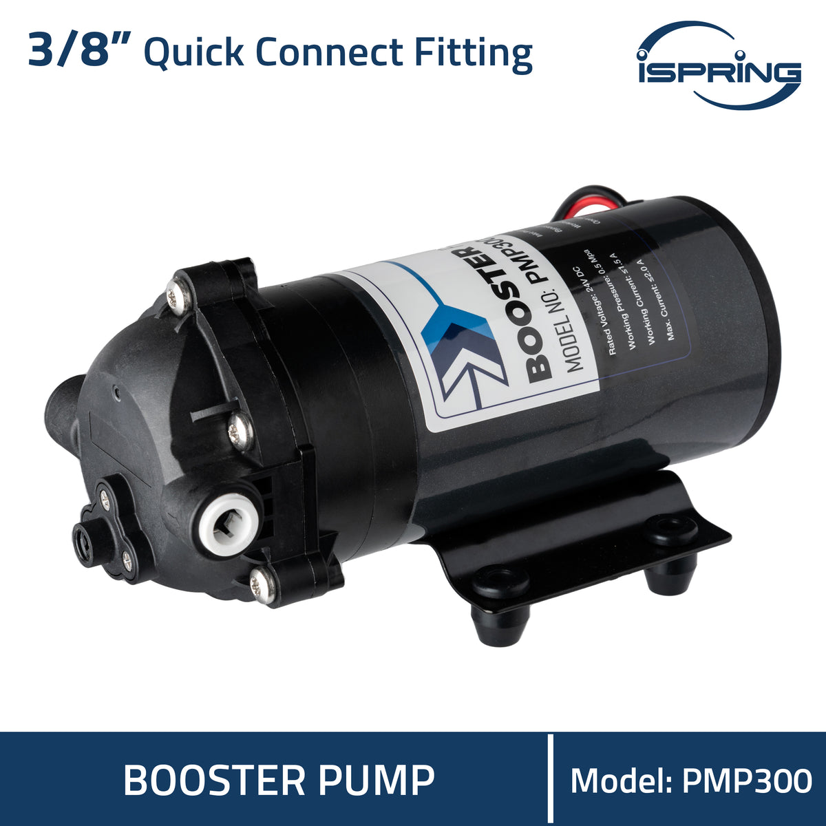 iSpring PMP300 Booster Pump for RCB3P Reverse Osmosis System, Replacement Pump with the Pre-wired Quick-Connection for iSpring RCB3P