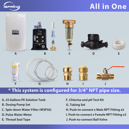 iSpring WWC25 Whole House Well Water Chlorinator System