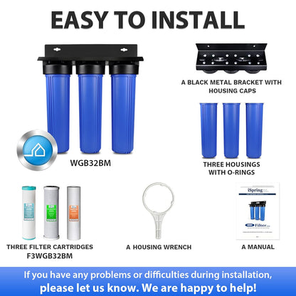 iSpring WGB32BM Whole House Water Filter System, Reduces Iron, Manganese, Chlorine, Sediment, Taste, and Odor, 3-Stage Iron Filter Whole House