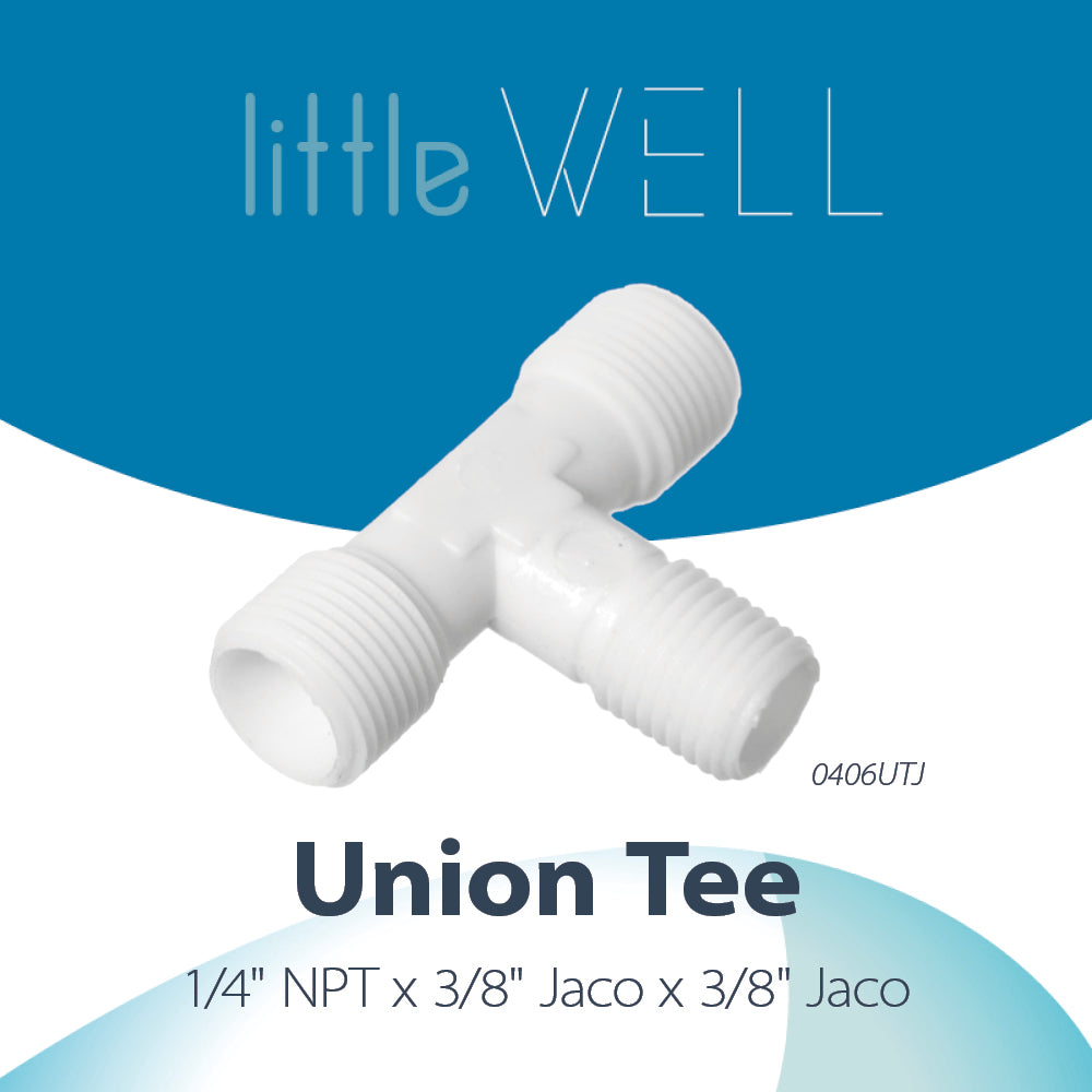 LittleWell 6064X2 3/8" Jaco x 3/8" Jaco x 1/4" MNPT Tee Fitting, 0406UTJX2 6064X2, 2 Pack