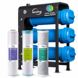 iSpring WHO32B-PFKDS Ultimate PFAS Removal Whole House Water Filter System, Horizontal Housings & Drain Valve for Spill-Free Filter Changes, Removes PFOA, PFOS, Chlorine, Heavy Metals, Scale & Corrosion, Freestanding Metal Frame