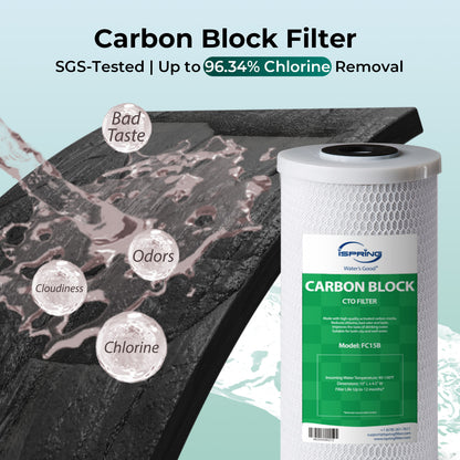 iSpring F3WGB31BCPB Whole House Water Filter Replacement Pack, SGS-Tested to Reduce up to 99% Lead, Also Targets Chlorine and Sediments, 10" × 4.5", Fits WGB31B-CPB