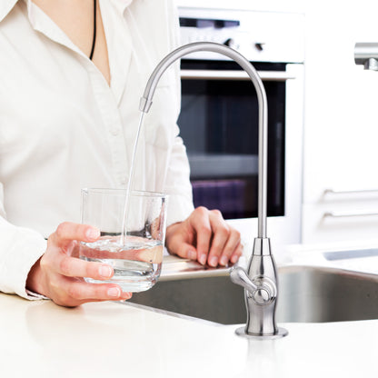 iSpring GK1-BN Lead-Free Faucet for RO System and Drinking Water Filtration System, Contemporary Coke-Shaped Style, High Spout, Brushed Nickel Finish