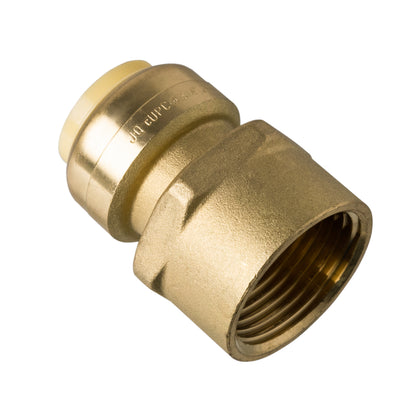 LittleWell ACPF12FPT16 Brass 3/4'' Push-Fit to 1'' NPT Female Pipe Thread Coupling, Works the Same as A SharkBite