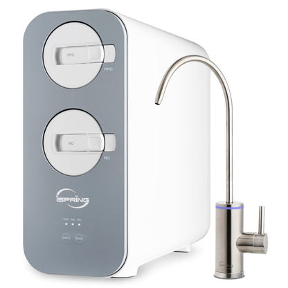 iSpring RO800G Tankless RO Reverse Osmosis Water Filtration System, 800 GPD Fast Flow, Up to 2.5:1 Pure to Drain Ratio, Gray