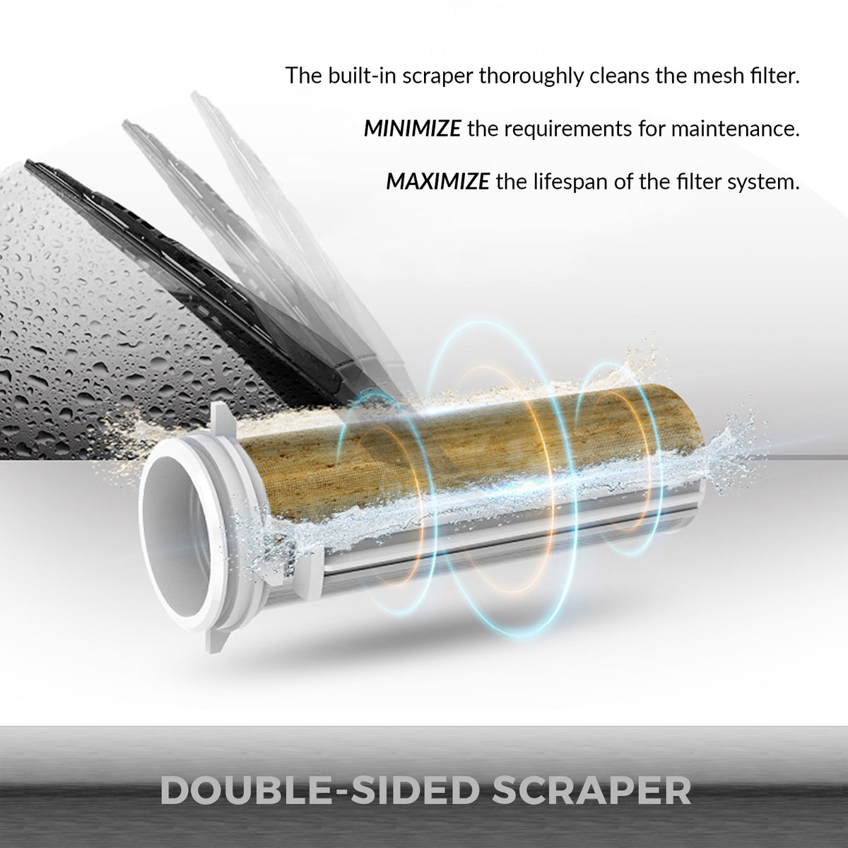 iSpring WSPGR - Reusable Spin Down Sediment Water Filter (50 Micron w/Scraper & 360°Head)