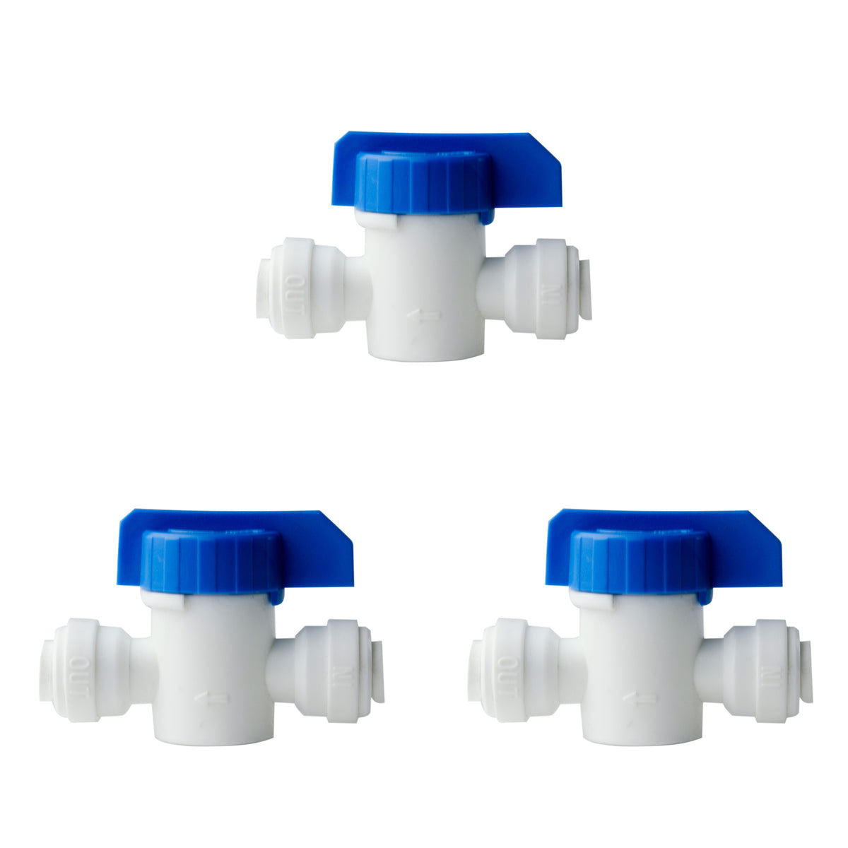 iSpring ABV1KX3 Inline Ball Valve with Quick Fitting x 1/4" Fits Most RO Water Systems, White