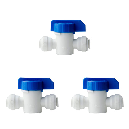 iSpring ABV1KX3 Inline Ball Valve with Quick Fitting x 1/4" Fits Most RO Water Systems, White