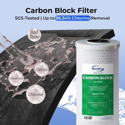 iSpring F3WGB31BPF Whole House Water Filter Replacement Pack, SGS-Tested, Remove up to 99% PFAS, Sediment, Chlorine, Taste &amp; Odor, Up to 12 Months,10" × 4.5", Fits WGB31B-PF
