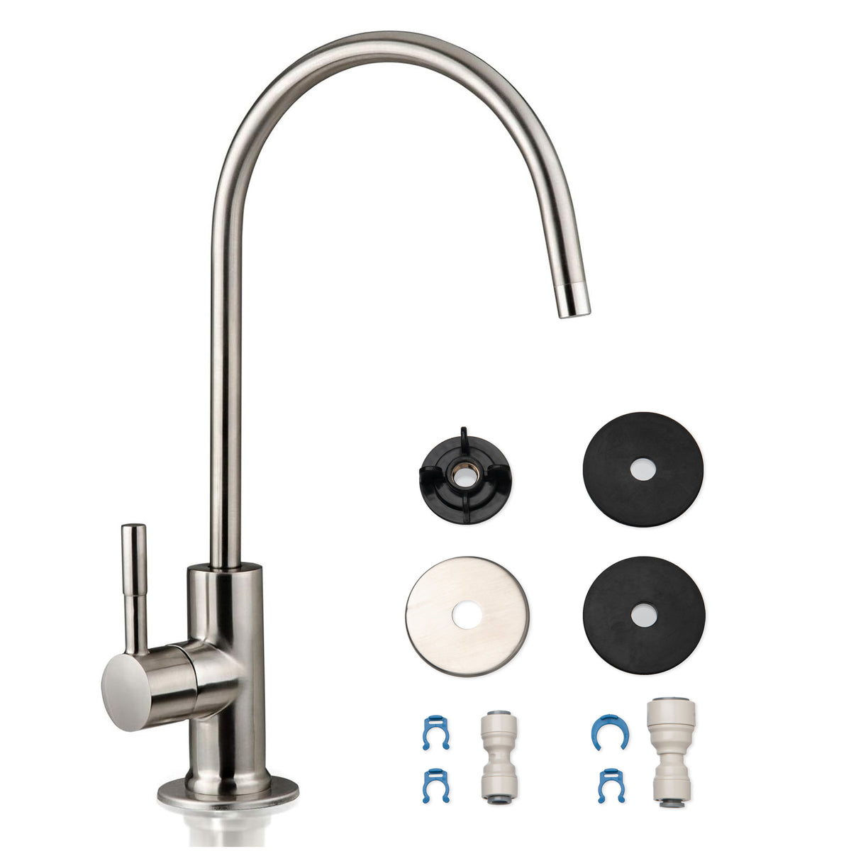 iSpring GA1-BN Heavy Duty Non-Air Gap Drinking Faucet for Water Filtration, Reverse Osmosis Systems-Brushed Nickel-Contemporary Style High-Spout