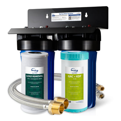 iSpring US21B-CPB 4-Layer High Capacity Under Sink Water Filter, Reduces Lead, PFAS, PFOA/PFOS, Chlorine, Bad Taste &amp; Odor, w/ 2 Upgraded Direct Connect Hoses