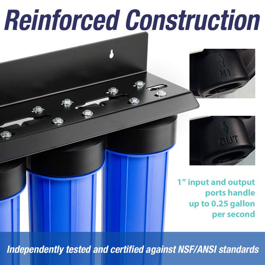 iSpring WGB32B-KS Whole House Water Filter System, Reduces PFOA/PFOS, PFAS, Lead, Chlorine, Chloramine, Sediment, 3-Stage Whole House Water Filtration System