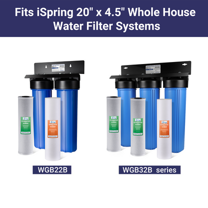 iSpring FP25BX6 20” x 4.5” Whole House Water Filter Replacement Cartridges - Fine Sediment Filters - 5 Micron - Pack of 6