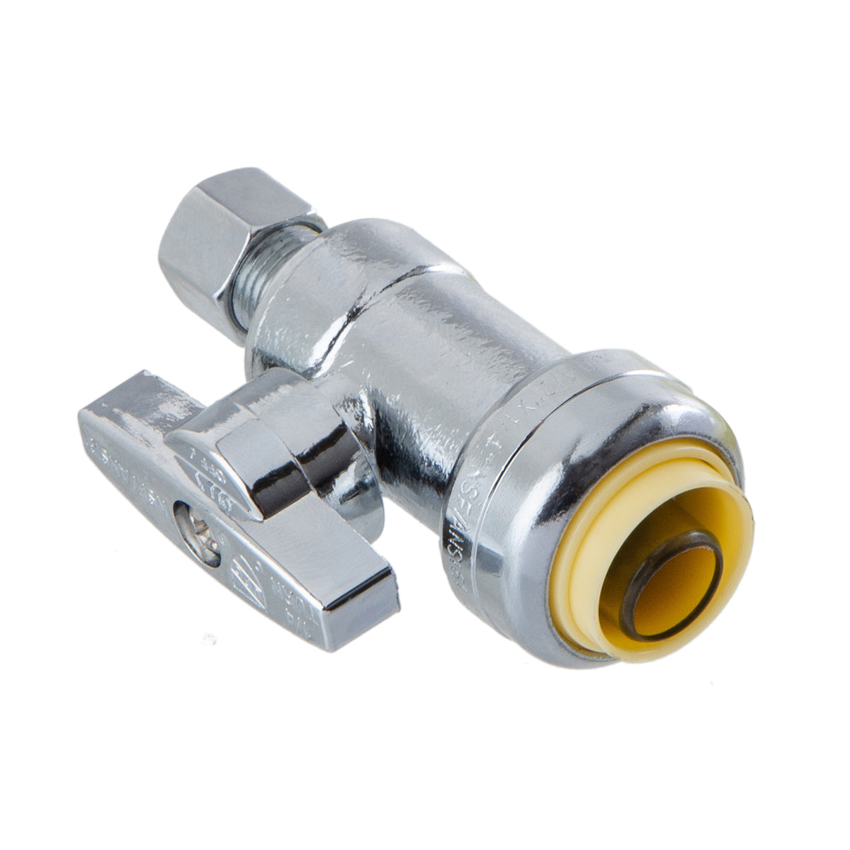 LittleWell ASTPF8CP4 Straight Stop Push-Fit Valve, 1/2 Inch Push Fit x 1/4 Inch Compression, Chrome Finish w/ Metal Handle