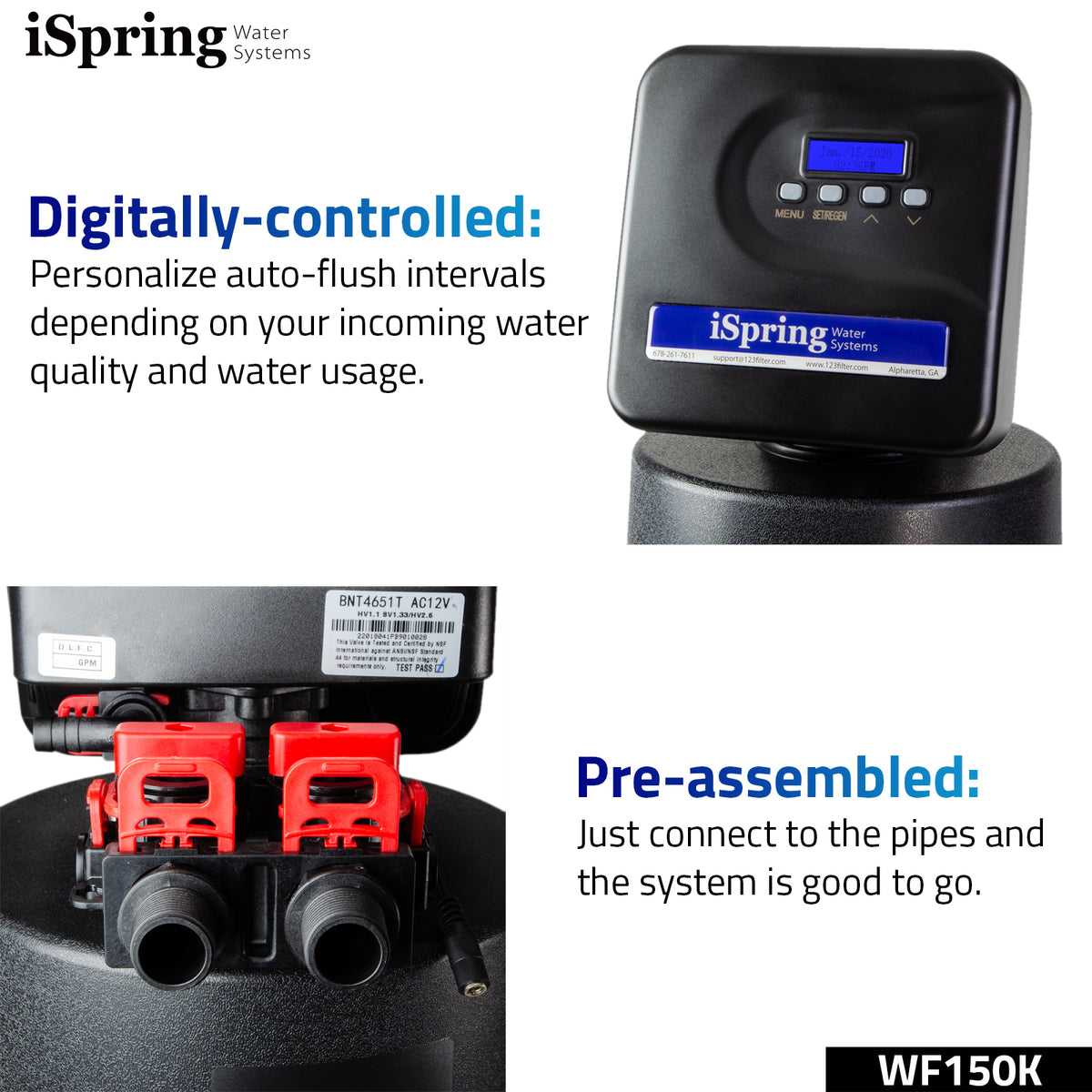 iSpring WF150K Whole House Central Water Filtration System with Smart Control Valve, 10-Year