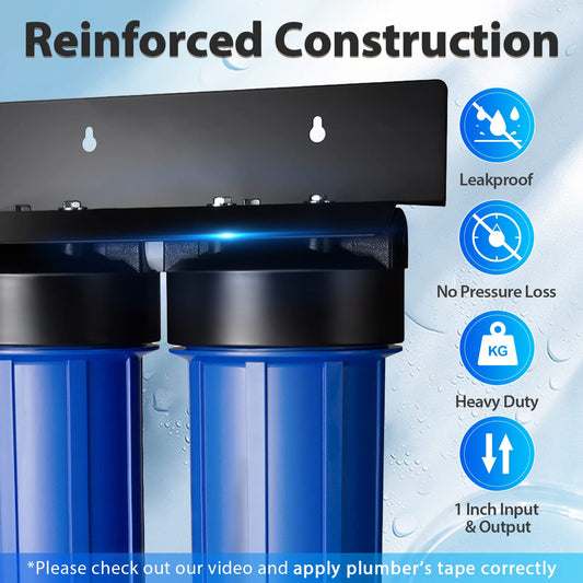 iSpring WGB22B 2-Stage Whole House Water Filtration System, 20” x 4.5” Sediment & Carbon Block Filters, Removes up to 99% Chlorine, Fine Sediment and Bad Taste Removal