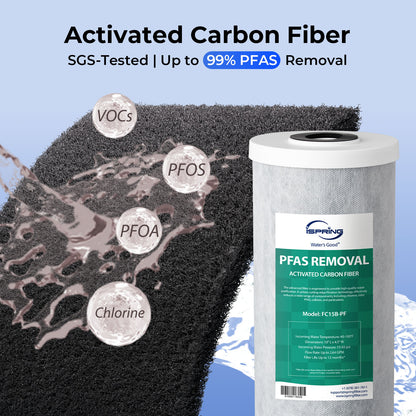 iSpring F3WGB31BPF Whole House Water Filter Replacement Pack, SGS-Tested, Remove up to 99% PFAS, Sediment, Chlorine, Taste &amp; Odor, Up to 12 Months,10" × 4.5", Fits WGB31B-PF