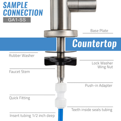 iSpring GA1-SS Stainless Steel Kitchen Bar Sink Reverse Osmosis RO Filtration Drinking Water Faucet, Lead-Free in Stainless Steel Finish
