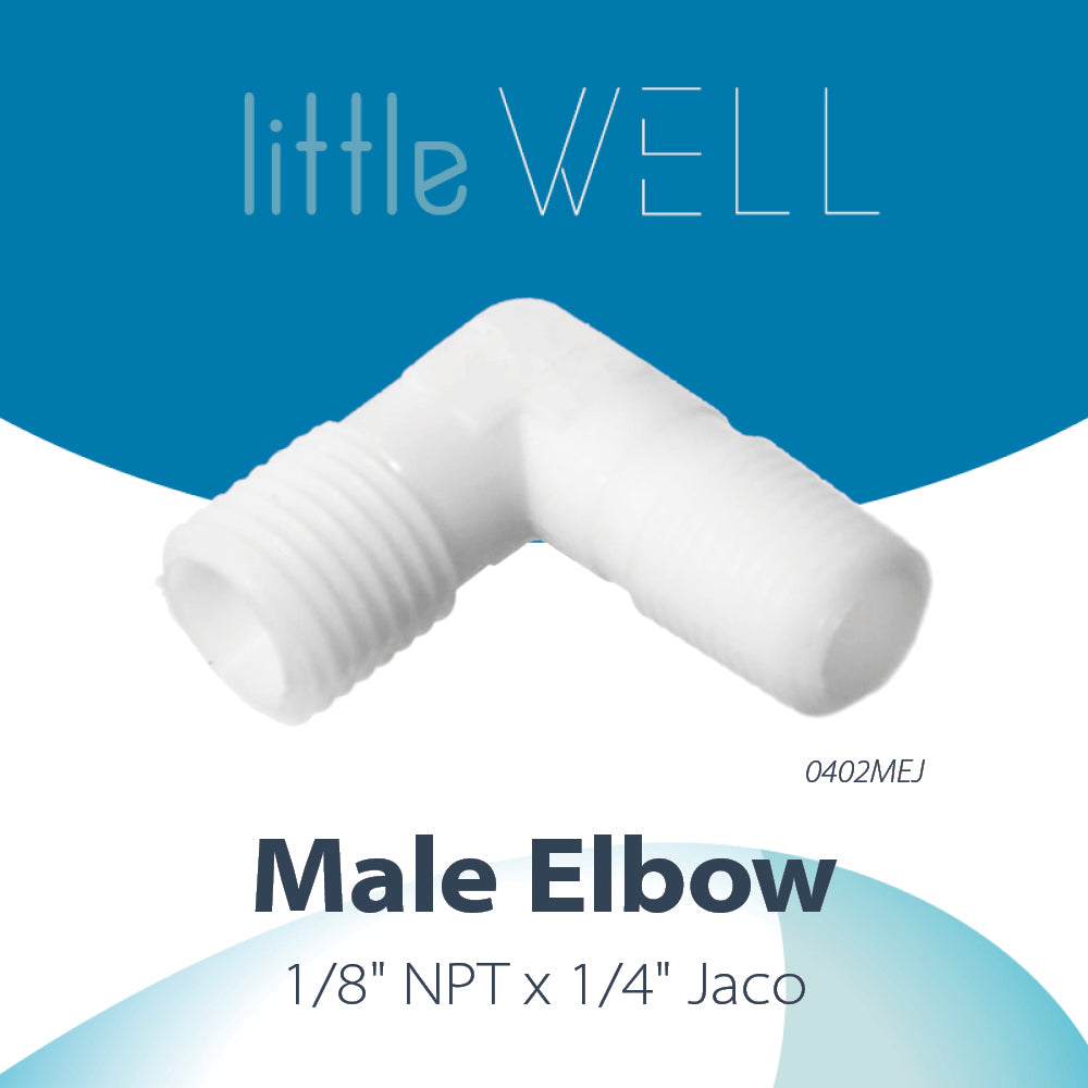 LittleWell 4042X2 1/4" Jaco 1/8" NPT Male Elbow, 0402MEJX2 4042X2, 2 Pack