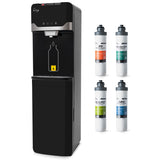 iSpring Bottleless Water Dispenser with 4-Stage Filtration, SGS-Tested 99% of PFAS Removal, Water Cooler Dispenser - Hot, Cold, Room Temp, Self Cleaning, Black, Model: DS4B-PF