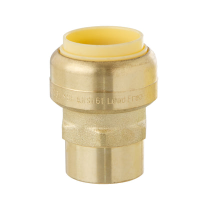 LittleWell ACPF12FPT8 Brass 3/4'' Push-Fit to 1/2'' NPT Female Pipe Thread Coupling, Works the Same as A SharkBite