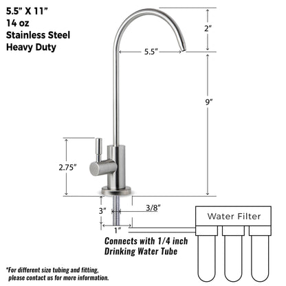 iSpring GA1-SS Stainless Steel Kitchen Bar Sink Reverse Osmosis RO Filtration Drinking Water Faucet, Lead-Free in Stainless Steel Finish