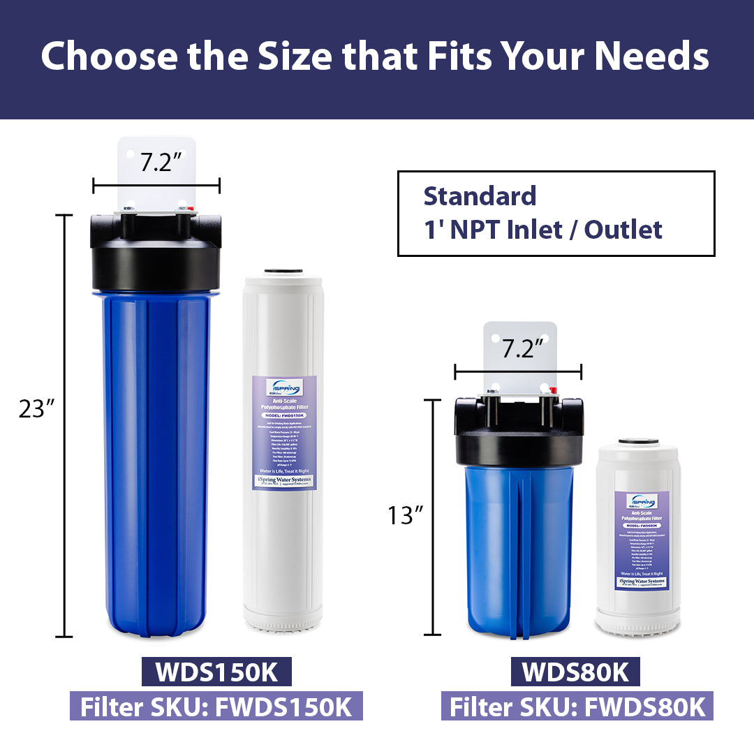 iSpring WDS150K Anti Scale 20'' x 4.5'' Whole House Water Filter with Patented Scale Inhibitor