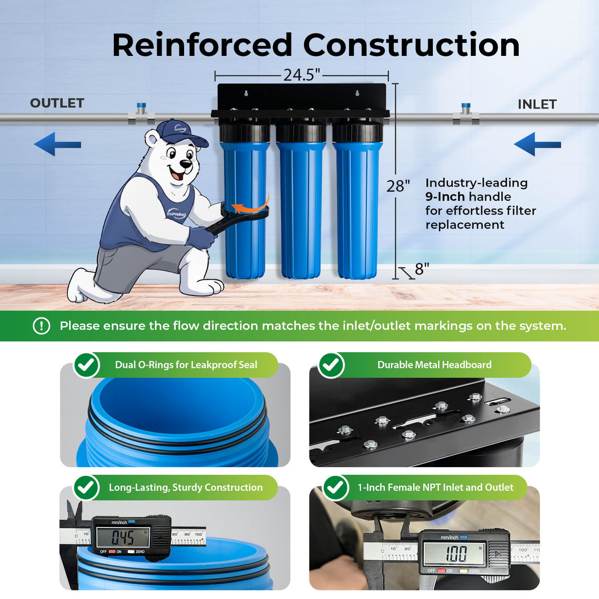 iSpring WGB32B-KSNC Chloramine & Heavy Metals Removal Whole House Water Filter System, SGS-Tested, Reduces Lead, Chlorine, Sediment and up to 94.4% of Chloramine, 20" x 4.5" Filters, 1" Inlet/Outlet