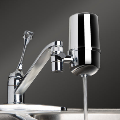 iSpring DF1 Series Faucet Water Filter, Carbon Block Water Filtration System, Tap Water Filter, Reduces Chlorine, Heavy Metals and Bad Taste -1 Filter Included