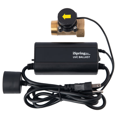 iSpring UVT55FS+UVS55FS UV Light Whole House Water Filter Transformer/Ballast with Water Flow Sensor, 55W 110V, for UVF55FS