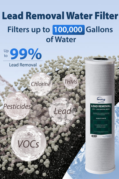 iSpring F3WGB32BCPB 20" x 4.5"; Whole House Water Filters for WGB32B Series Water Filter Systems, includes Sediment, Carbon Block, and Lead-Removal Filters