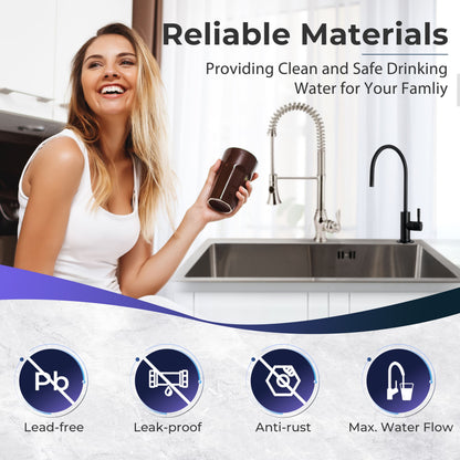 iSpring GA3-ORB Drinking Water Faucet for Kitchen Sink with 3/8'' Connector, Heavy Duty Lead-Free Reverse Osmosis Faucet for RO System, Non-Air Gap 100% Stainless Steel RO Faucet, Oil Rubbed Finish