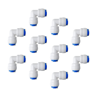 LittleWell 504KX10 1/4"x 1/4" Quick Connect Push Fitting Elbow Tube Connector, 0404UEX10 504KX10, Pack of 10