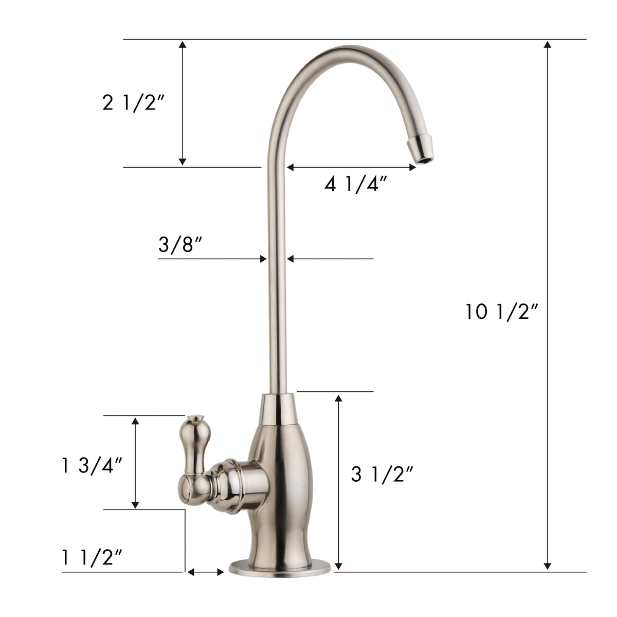 iSpring GK1-BN Lead-Free Faucet for RO System and Drinking Water Filtration System, Contemporary Coke-Shaped Style, High Spout, Brushed Nickel Finish