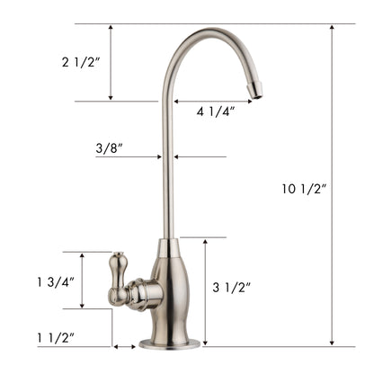 iSpring GK1-BN Lead-Free Faucet for RO System and Drinking Water Filtration System, Contemporary Coke-Shaped Style, High Spout, Brushed Nickel Finish