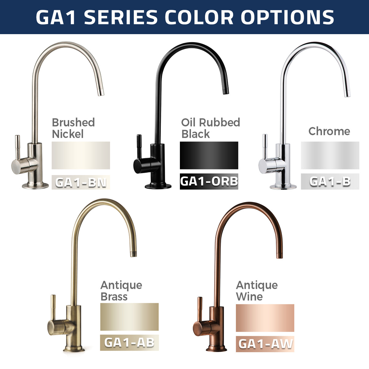 iSpring GA1-AW Reverse Osmosis Faucet, Lead-Free Contemporary Drinking Water Faucet for RO Systems, High Spout, Antique Wine Finish